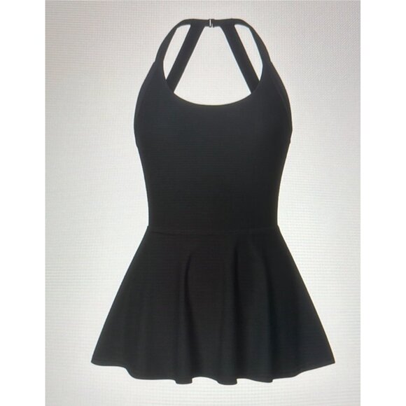 Halara Halter Pleated One Piece Swimsuit Sz Small Womens Black - Picture 10 of 14